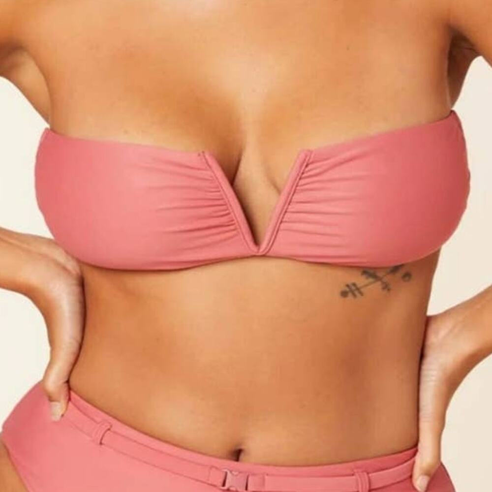 Andie Swim The Scala Top Strapless Bandeau in Punch Size Small NWT